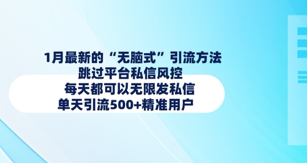 1月最新的无脑式引流方法，跳过平台私信风控，每天都可以无限发私信，单天引流500+精准用户-九鹄轻创网