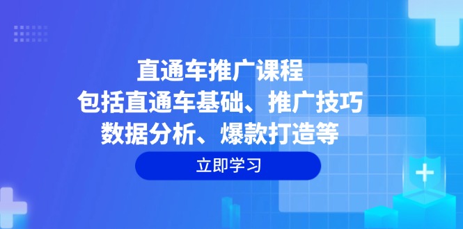 直通车推广课程：包括直通车基础、推广技巧、数据分析、爆款打造等-九鹄轻创网