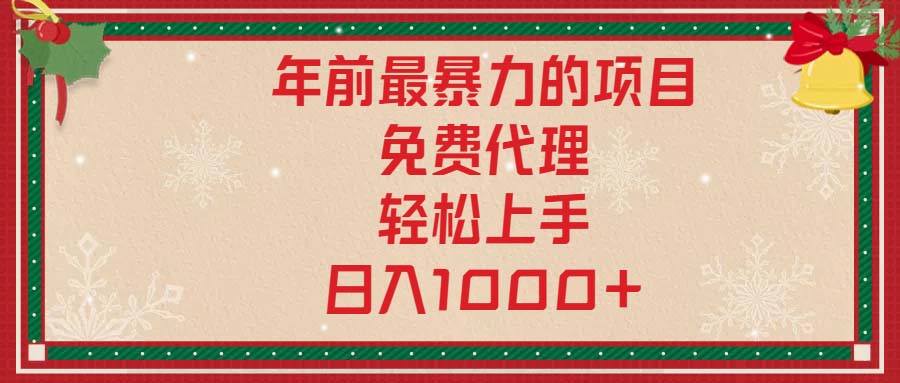 年前最暴力的项目，免费代理，轻松上手，日入1000+-九鹄轻创网